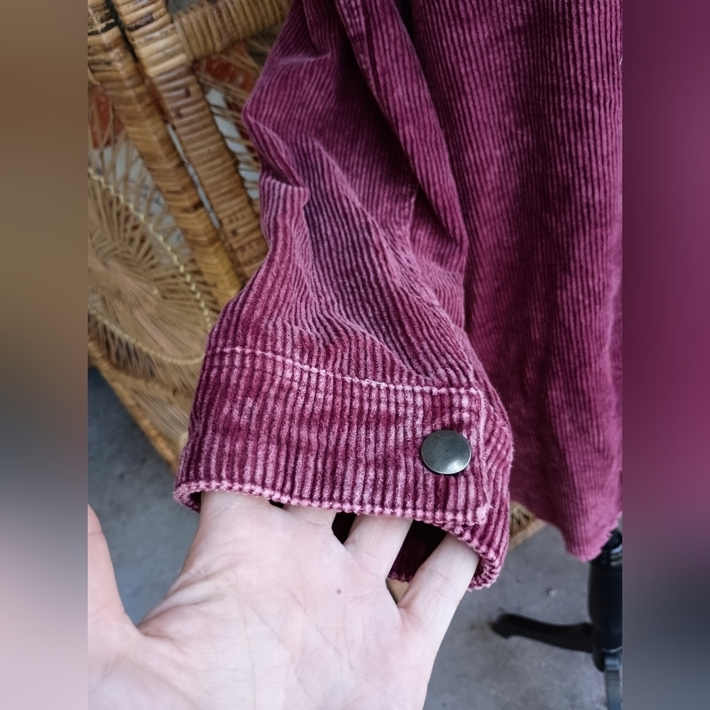 She + Sky Women's 100% Cotton Maroon Corduroy Shacket_ Med - Picture 7 of 10